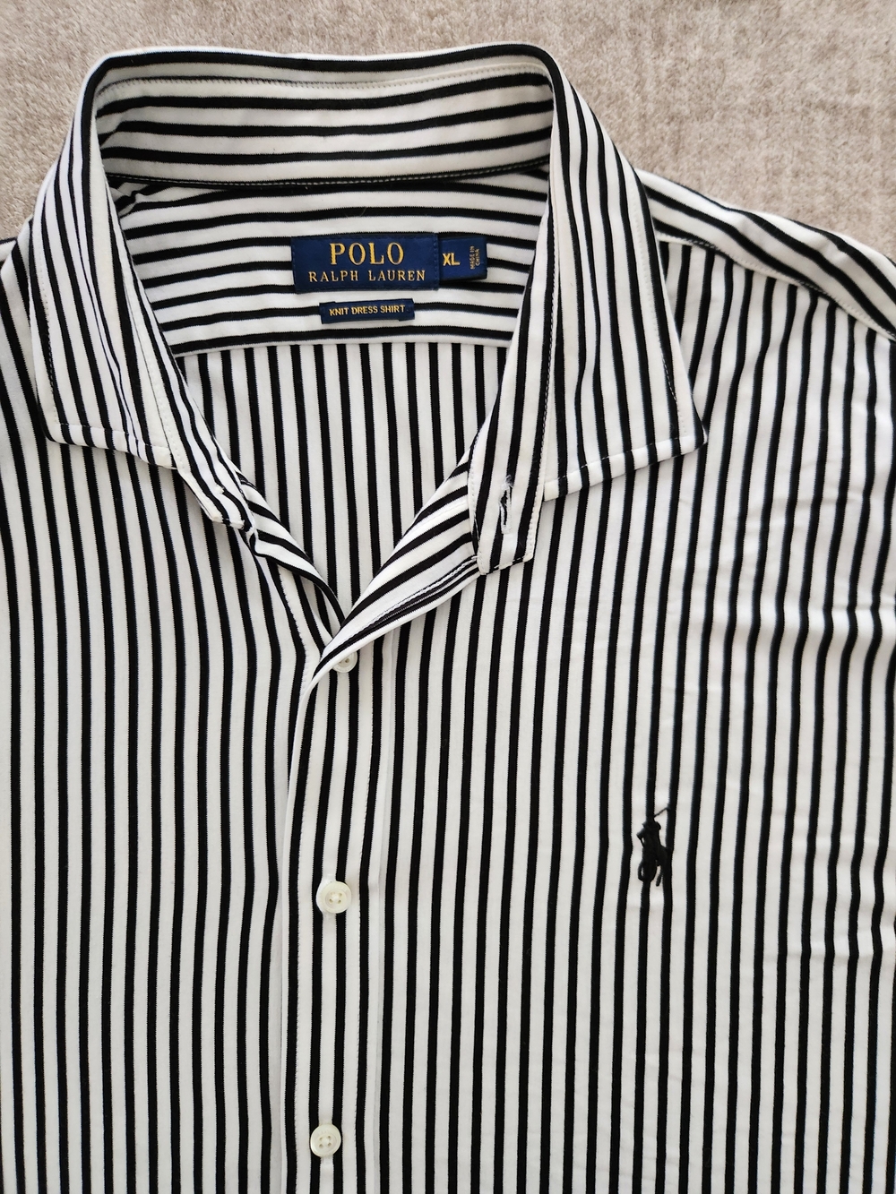 Polo by Ralph Lauren Navy & White Vertical Stripe Dress Shirt